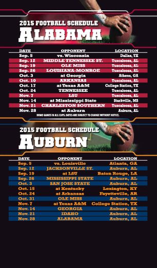 ReaMark Products: Atlanta/Auburn Jumbo Football Schedule